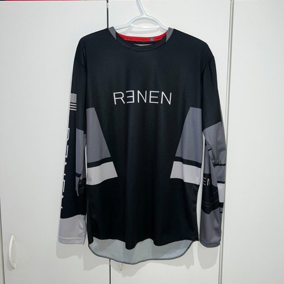 Renen USA Jersey MX Motocross ATV VTT MTB Mountain Bike L Large Black Grey - Picture 1 of 4